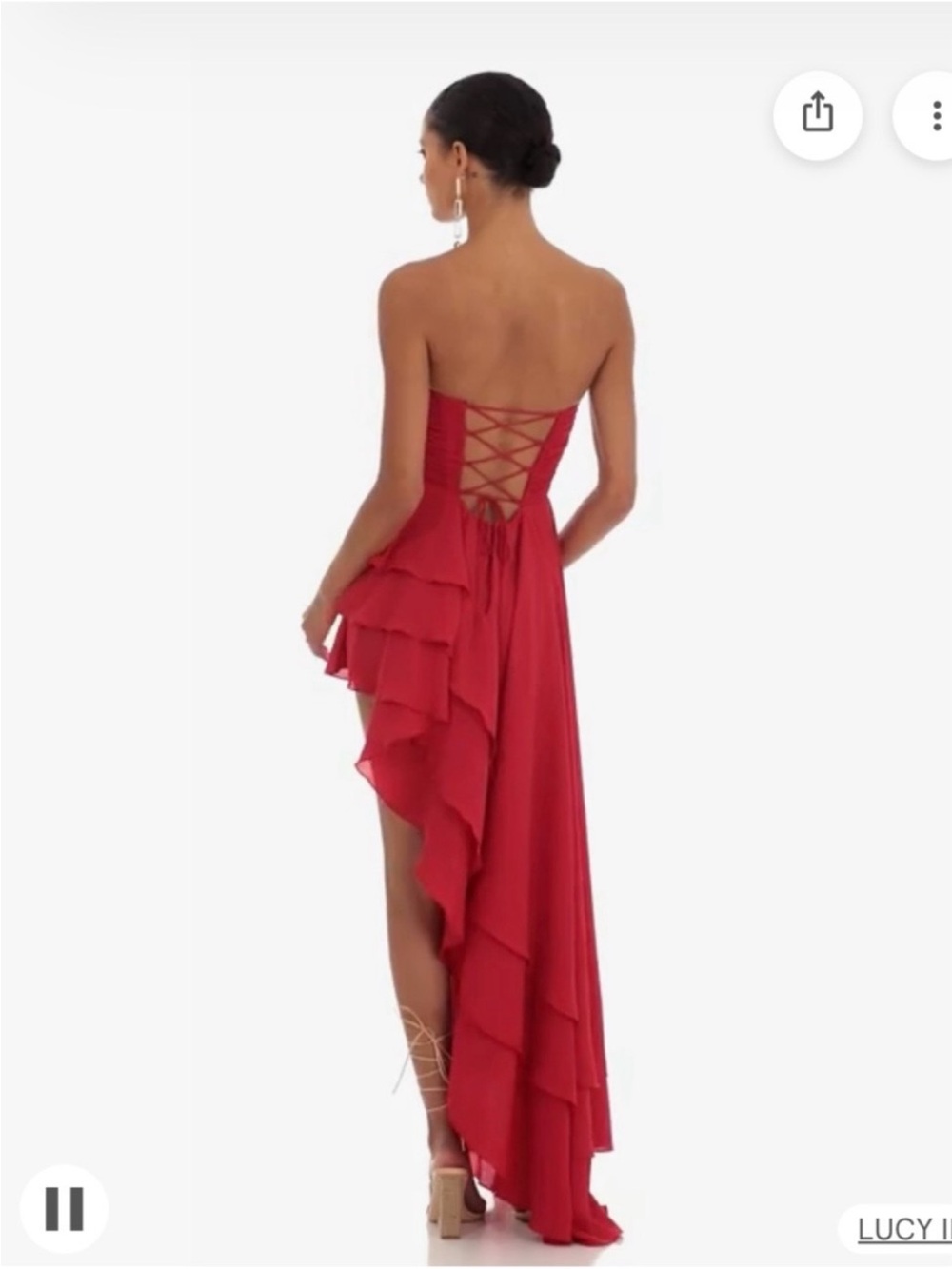 Lucy in the Sky Strapless Red High-Low Ruffle Dress - Picture 2 of 5